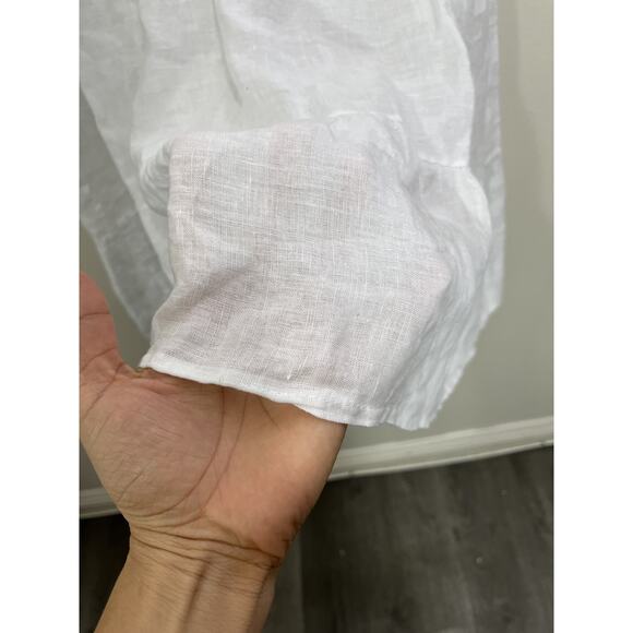 Cottage Coastal Boho Victorian Linen Peasant Dress S Prairie Lounge Italy Patio - Picture 6 of 15